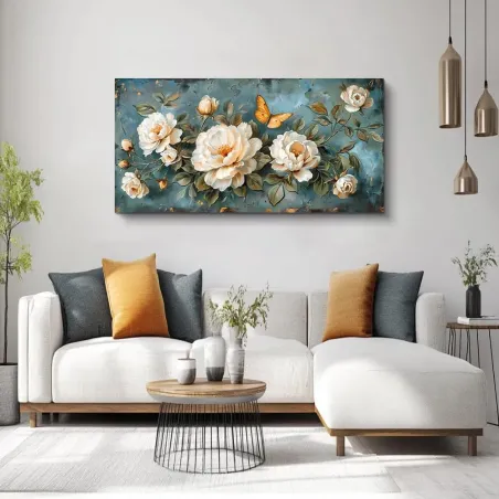 Elegant Peony & Butterfly Canvas