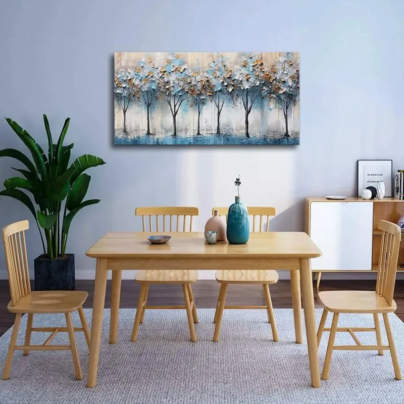 Abstract Blue & Gold Tree Art