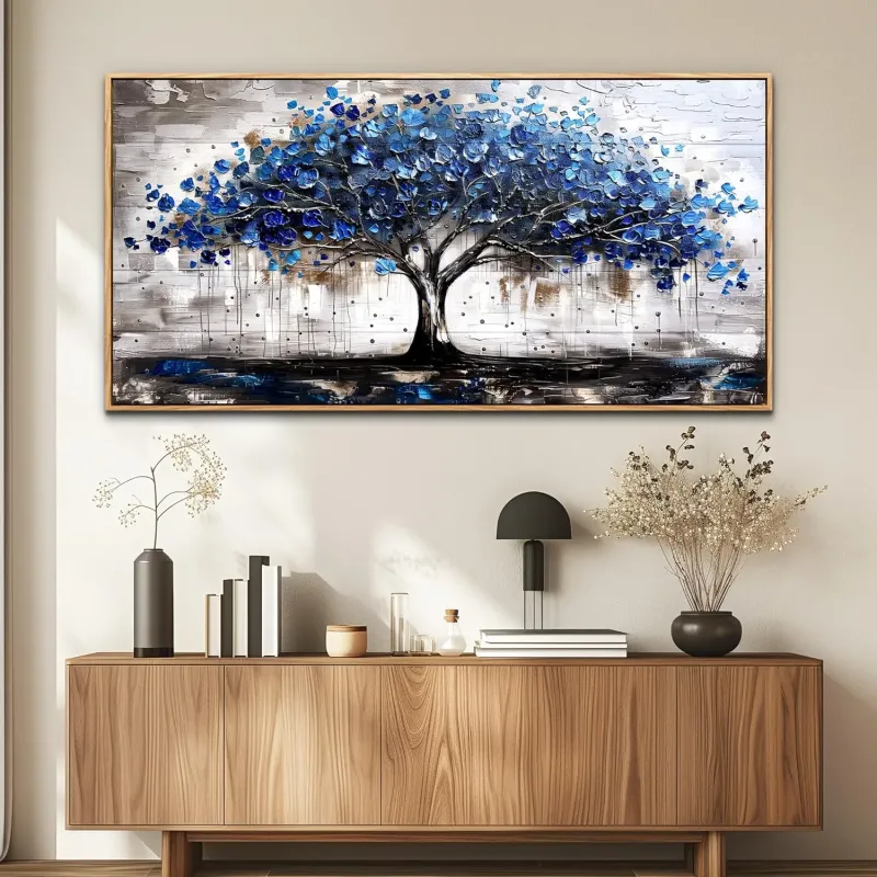 Blue 3D Tree Canvas Wall Art